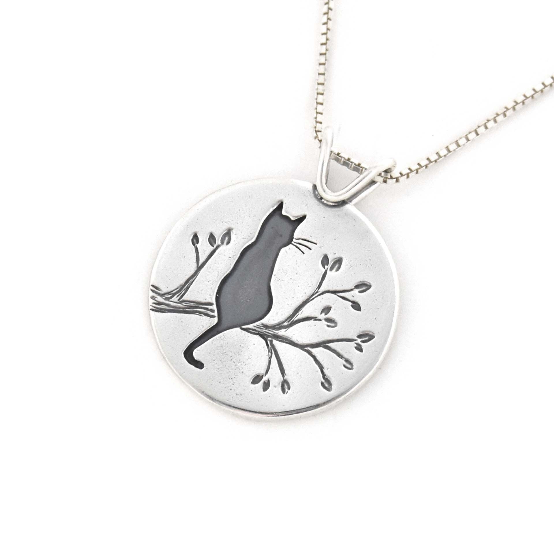 Dew Sterling Silver Cat Necklace on 45.7 cm Chain : Amazon.co.uk: Fashion